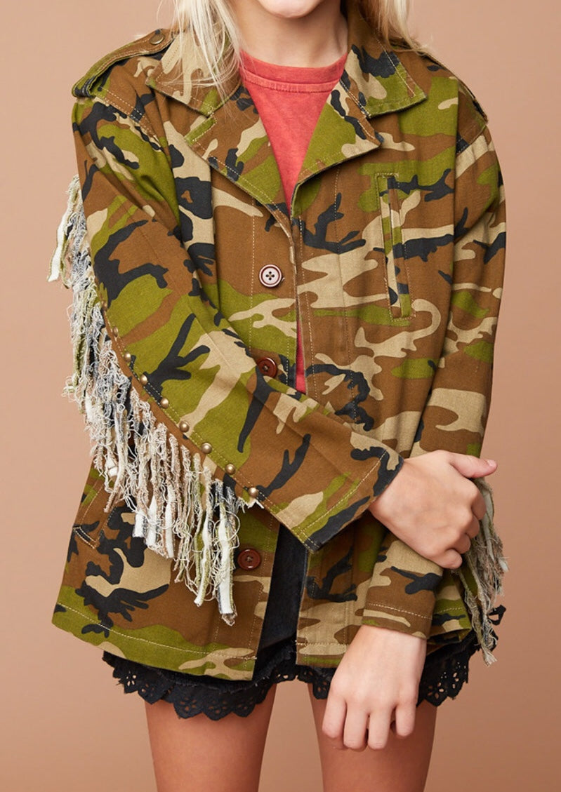 Camouflage Fringe Jacket